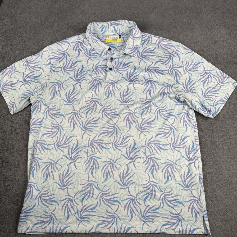 Jack Nicklaus Eco Choice Blue Tropical Bird Golf Polo Shirt Mens Size XL
